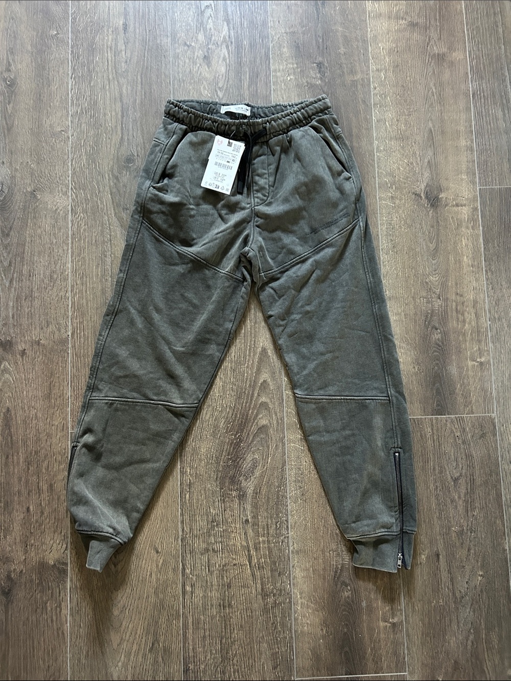 Zara Olive Greyish Distressed style joggers